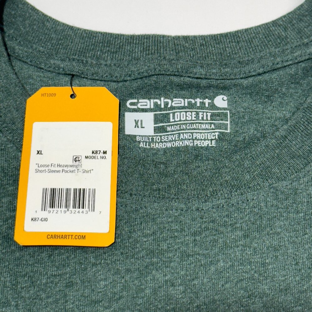NEW Carhartt T Shirt Mens XL Green Loose Fit Heavyweight Short Sleeve Pocket